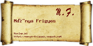 Mánya Frigyes névjegykártya